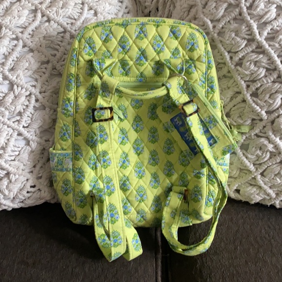 🌿🐘💚 VERA BRADLEY ELEPHANT QUILTED BACKPACK BAG RETIRED PATTERN LIME GREEN - Picture 5 of 11